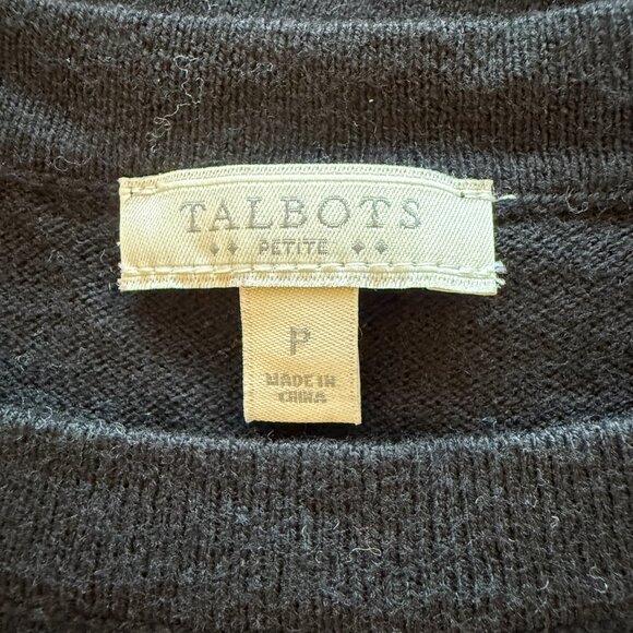 Talbots Petites black long sleeve pullover stretchy Christmas sweater size SP - Picture 6 of 8